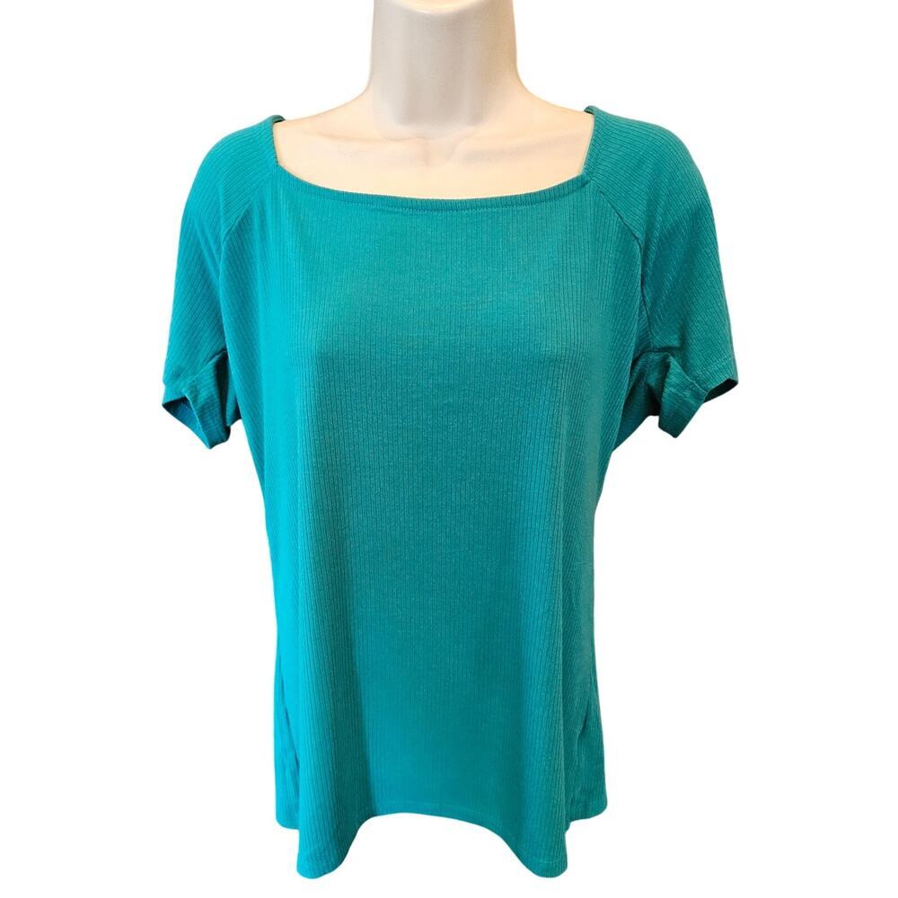 Super soft ribbed knit torrid blue sz 1 1X basic minimalist layering top NWOT